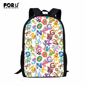 Cartoon Zoo Animals Alphabet School Backpack for Kids