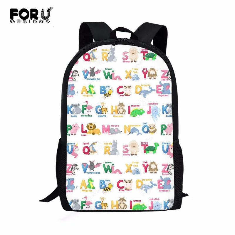 Cartoon Zoo Animals Alphabet School Backpack for Kids