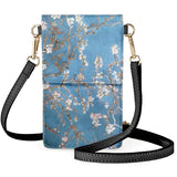 Cherry Blossom Oil Painting Cellphone Bag Woman PU Leather Handbag