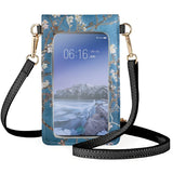 Cherry Blossom Oil Painting Cellphone Bag Woman PU Leather Handbag