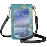 Cherry Blossom Oil Painting Cellphone Bag Woman PU Leather Handbag