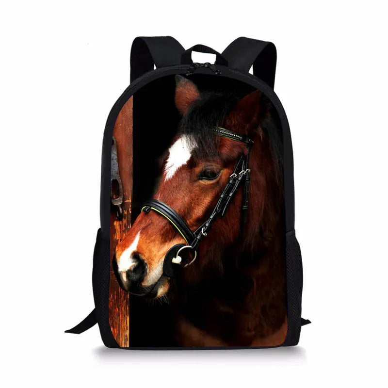 Kids Horse Printing Schoolbags Lightweight Backpacks