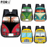 Kids School Bus Funny Print Preschool Kindergarten Book Bag Boys Girls