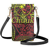 Chuuk Word Print Flip Phone Bag Tribal Ethnic Style Makeup Pouch