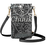 Chuuk Word Print Flip Phone Bag Tribal Ethnic Style Makeup Pouch