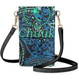 Chuuk Word Print Flip Phone Bag Tribal Ethnic Style Makeup Pouch