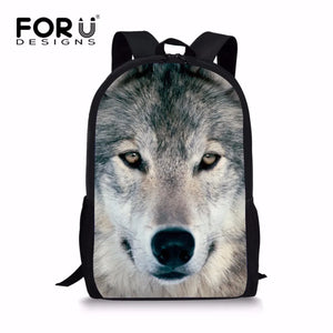 Boys Wolf School Backpack 3D Kids Bagpack Student Bookbags