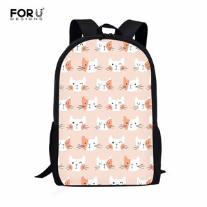 Cartoon Cat Printed School Shoulder Backpacks for Kids