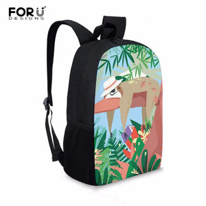 Cartoon Sloth Pattern Kids 16" Backpack Boys Girls School Bags Laptop