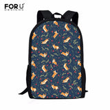 Corgi Printed Kids 16 Inch School Backpacks Boys Girls Laplop Bags