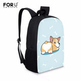 Corgi Printed Kids 16 Inch School Backpacks Boys Girls Laplop Bags