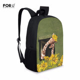 Oil Painting Giraffe 16 Inch School Backpack for Children Teen Girl