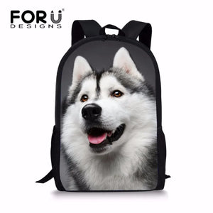 3D Husky Wolf School Bag for Teens Boys Girls Kids Preppy Bookbag
