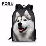 3D Husky Wolf School Bag for Teens Boys Girls Kids Preppy Bookbag