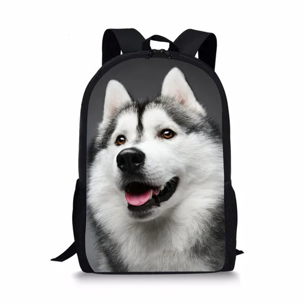 3D Husky Wolf School Bag for Teens Boys Girls Kids Preppy Bookbag