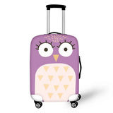 Purple Cartoon Owl Print Travel Hand Luggage Protective Cover Waterproof
