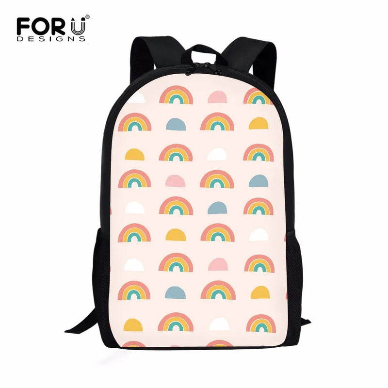 Rainbow Pattern Backpack for High School Students