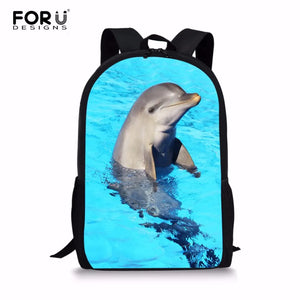 Dolphin Print Girls Schoolbag Animal Backpack for Children Lightweight
