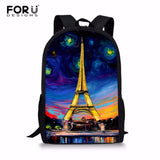 Eiffel Tower School Bag Girls Book Bag Women Shoulder Bag
