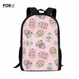 Skull Sugar Pattern Laptop Backpack Pink School Bags School Girl