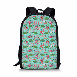 Flower Turtle Printing Women Backpack Girls School Bags Teenager Laptop Backpack