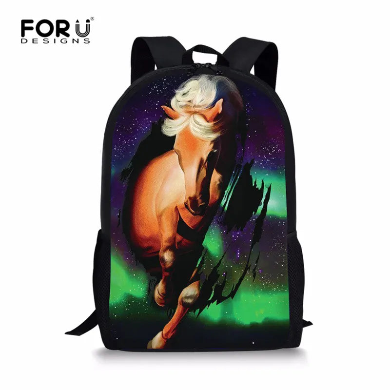 Galaxy Horse Backpacks Children Bookbag Girls School Bag Boys Casual Daily