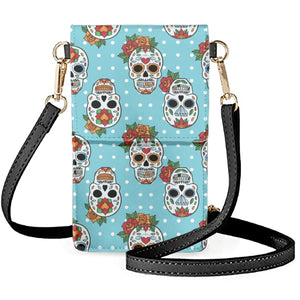 Mobile Phone Bags Flap Polka-dot Floral Skull Small Item Storage Bag Girls