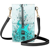 Guitar Bass Pattern Phone Bag Rose Shoulder Ladies Travel Pouch
