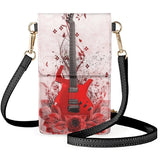 Guitar Bass Pattern Phone Bag Rose Shoulder Ladies Travel Pouch