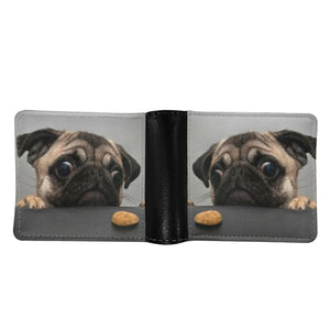 Funny Pug Print Leather Wallet Men Carteras