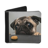 Funny Pug Print Leather Wallet Men Carteras