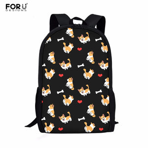 Corgi Pattern Kids School Bag Large Backpack Durable Bookpack