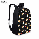Corgi Pattern Kids School Bag Large Backpack Durable Bookpack