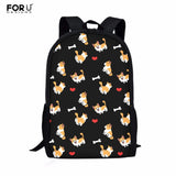 Corgi Pattern Kids School Bag Large Backpack Durable Bookpack