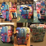 Red Gradient Dragonfly Floral Wheeled Luggage Case - 18-32 Inch Cover