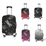Red Gradient Dragonfly Floral Wheeled Luggage Case - 18-32 Inch Cover