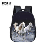3D Crazy Horse Print Kids Bagpack Small Boys Girls Bookbag Mochila