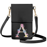 Multicolor Floral Letters Cell Phone Bag PU Leather Shoulder Bag Women