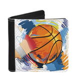 Oil Painting Basketball PU Leather Short Wallet Double-sided Printing Men Purse