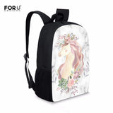 Oil Painting Horse Print School Backpack Girl Students 16inch Laptop Bag