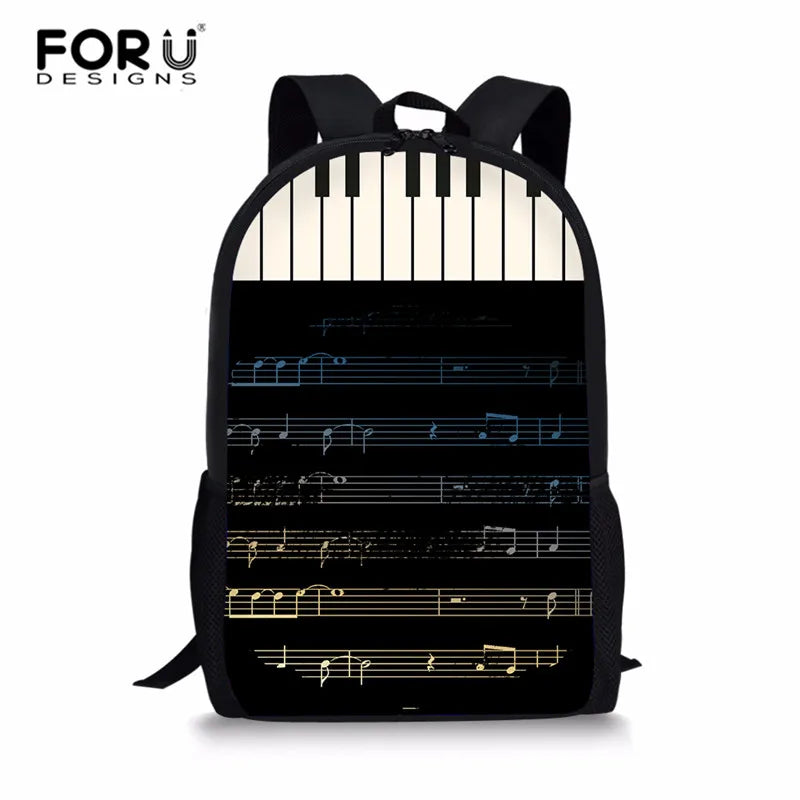 Piano Music Note Print Women Backpack
