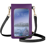 Purple Solid Background Phone Bag with Flower Arrangement Shoulder Strap