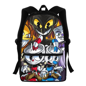 Student Cup Head Cartoon Schoolbag Adjustable Shoulder Strap School Bags
