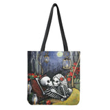 Skull Couple Print Shoulder Bag Women's Shopping Pouch