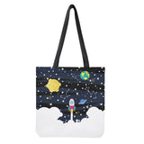 Space Astronaut Printed Tote Bag Foldable Handbag
