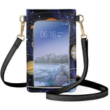 Space Earth Print Unisex Cellphone Bag Leather Solar System Outer Space
