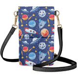 Star Rocket Cartoon Space Phone Bag Milky Way Planets Flip Satchel