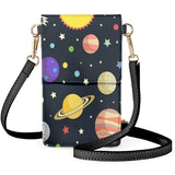 Star Rocket Cartoon Space Phone Bag Milky Way Planets Flip Satchel