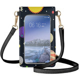 Star Rocket Cartoon Space Phone Bag Milky Way Planets Flip Satchel