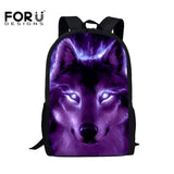 Wolf Print Kids School Backpack Student Book Bag